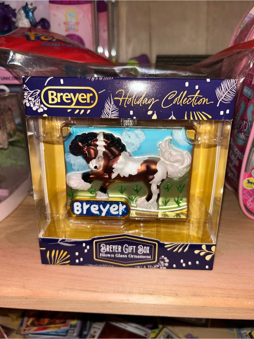 Breyer Holiday Collection Ornament - Brown, White & Blue Pinto Horse